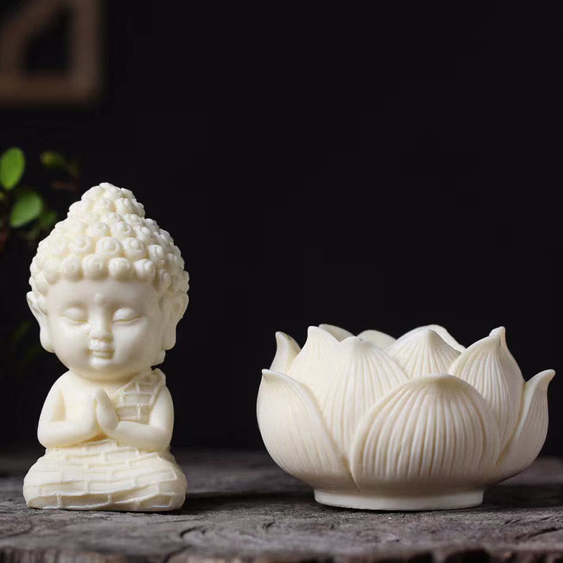 Mini-Buddha-Statue aus Elfenbeinfrüchten | Serenity Decor