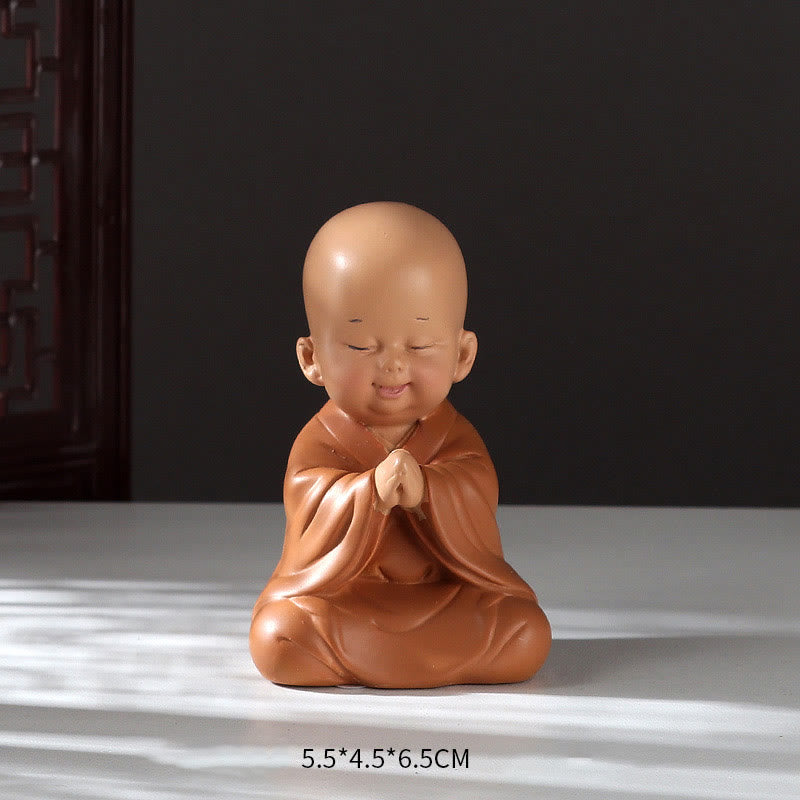 Mini-Buddha-Statue aus Kunstharz für Meditation und betende Mönche für Gelassenheit