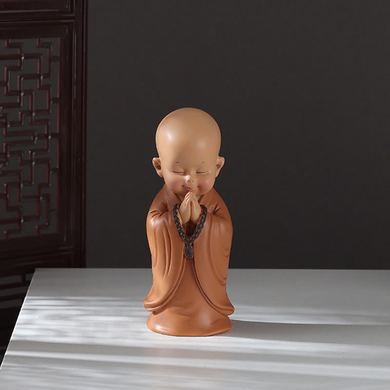 Mini-Buddha-Statue aus Kunstharz für Meditation und betende Mönche für Gelassenheit