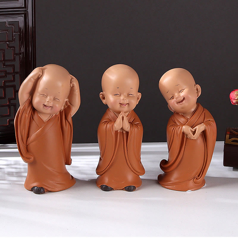 Mini-Buddha-Statue aus Kunstharz für Meditation und betende Mönche für Gelassenheit