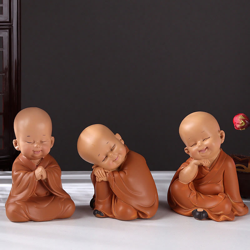 Mini-Buddha-Statue aus Kunstharz für Meditation und betende Mönche für Gelassenheit