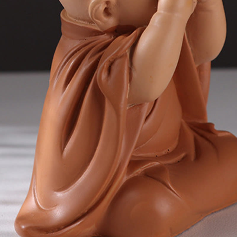 Mini-Buddha-Statue aus Kunstharz für Meditation und betende Mönche für Gelassenheit
