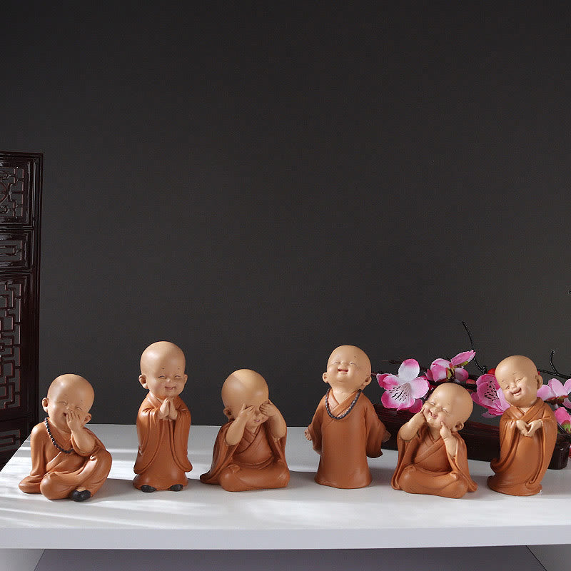 Mini-Buddha-Statue aus Kunstharz für Meditation und betende Mönche für Gelassenheit