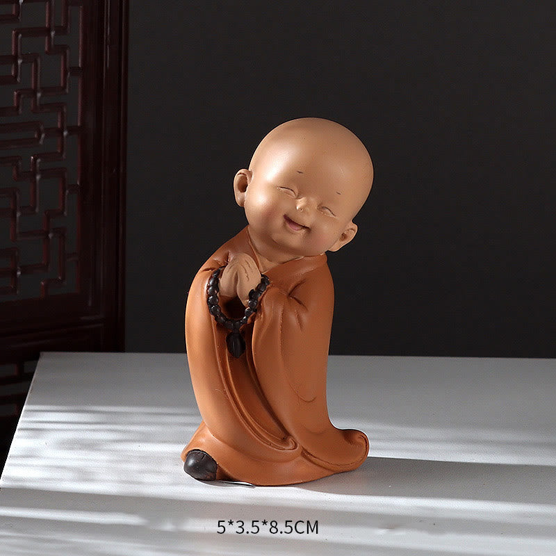 Mini-Buddha-Statue aus Kunstharz für Meditation und betende Mönche für Gelassenheit