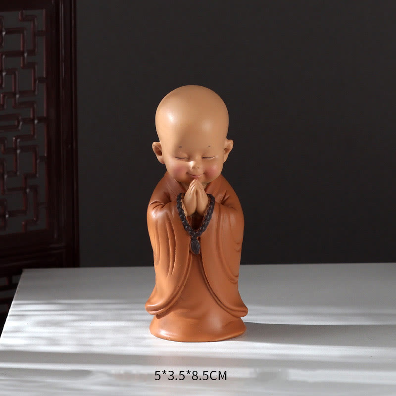 Mini-Buddha-Statue aus Kunstharz für Meditation und betende Mönche für Gelassenheit
