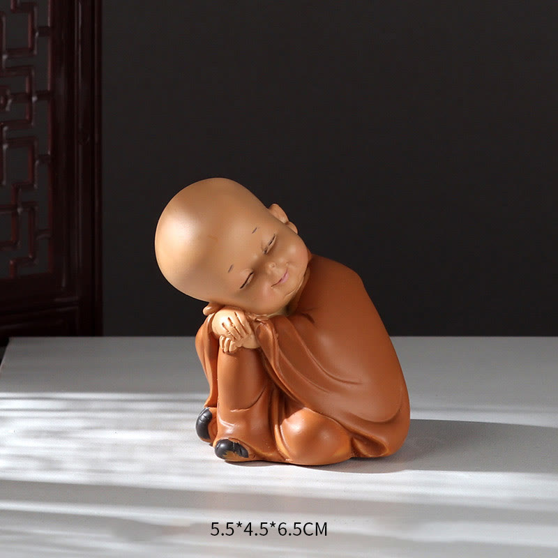 Mini-Buddha-Statue aus Kunstharz für Meditation und betende Mönche für Gelassenheit