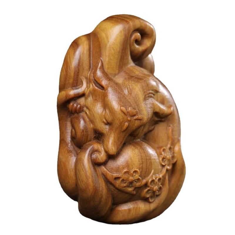 Mini-Neunschwänziger Fuchs, grünes Sandelholz, Zen-Dekor für den Frieden