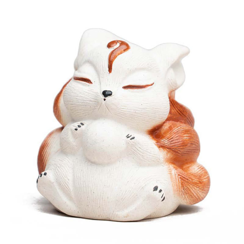 Mini-Neunschwänziger Fuchs, lila Ton, Schreibtischdekoration für Zen