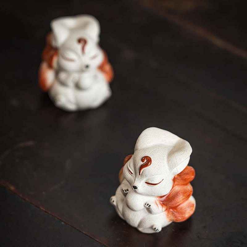 Mini-Neunschwänziger Fuchs, lila Ton, Schreibtischdekoration für Zen