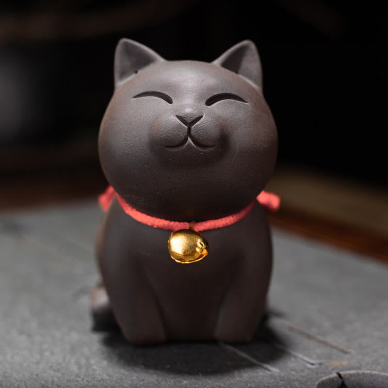 Mini Lila Ton Katze Tee Haustier | Sitzende &amp; stehende Figur Dekor