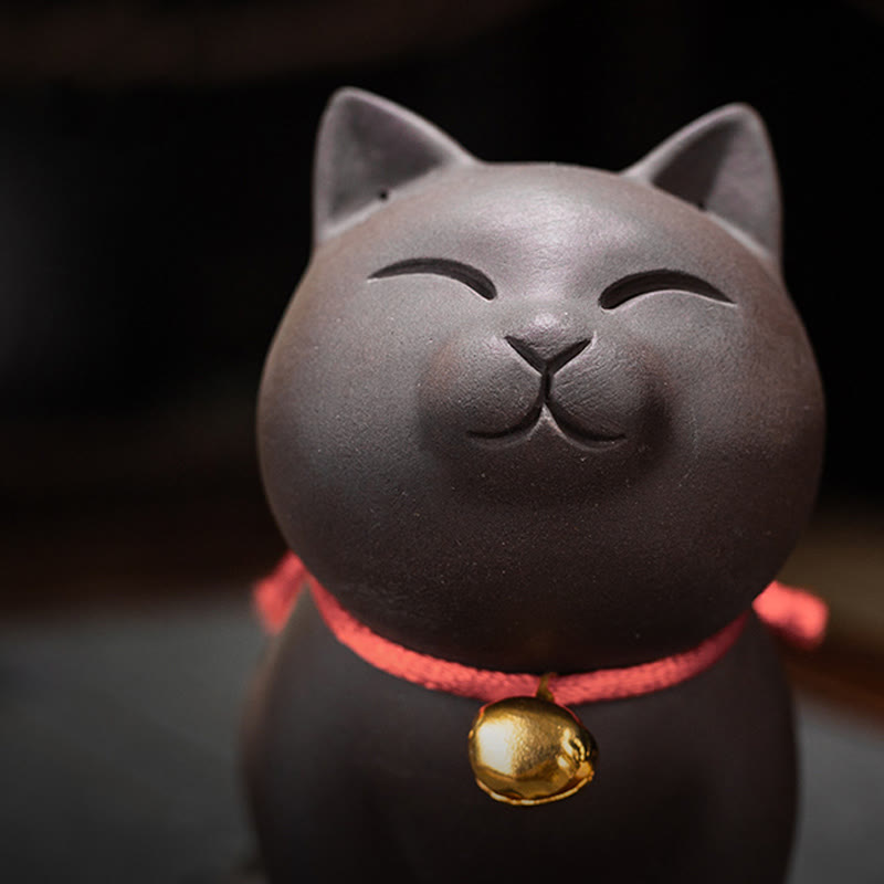 Mini Lila Ton Katze Tee Haustier | Sitzende &amp; stehende Figur Dekor