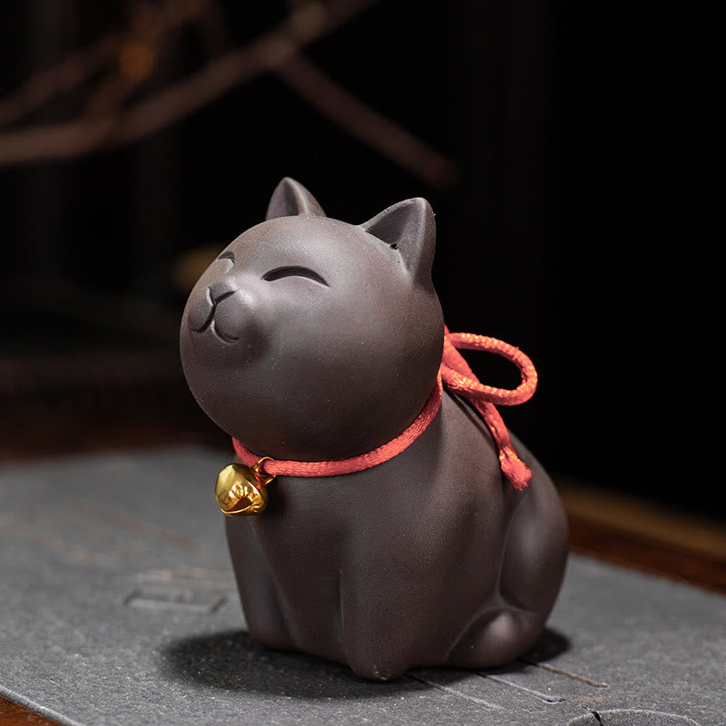 Mini Lila Ton Katze Tee Haustier | Sitzende &amp; stehende Figur Dekor