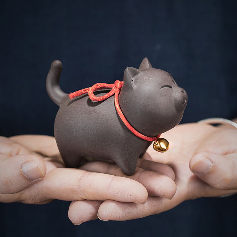 Mini Lila Ton Katze Tee Haustier | Sitzende &amp; stehende Figur Dekor