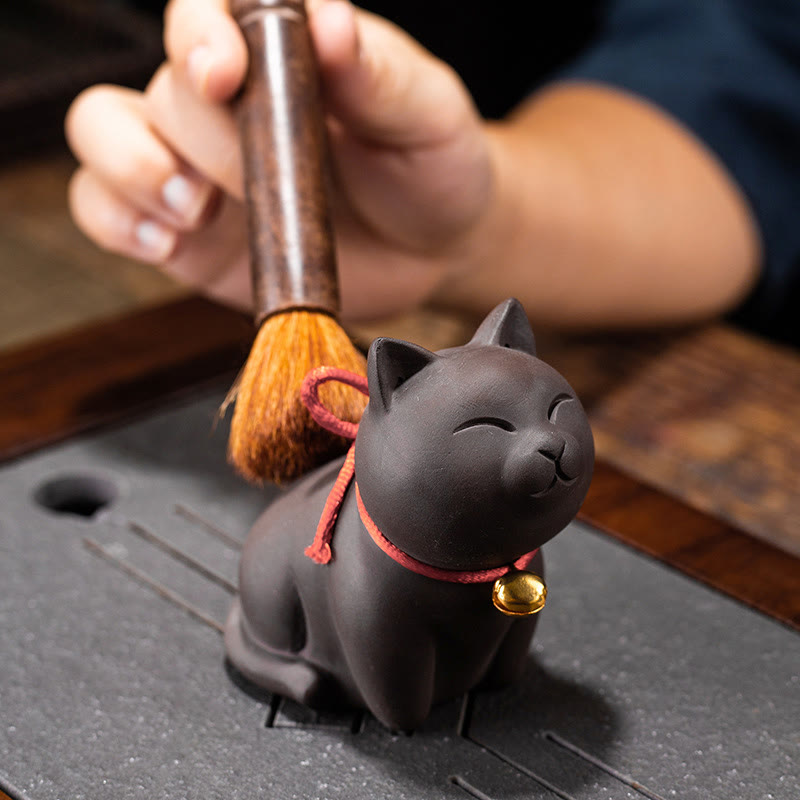 Mini Lila Ton Katze Tee Haustier | Sitzende &amp; stehende Figur Dekor