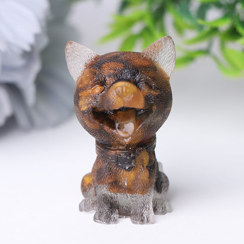 Mini Resin Crystal Dog Figurine - 1.6 inch Healing Figure