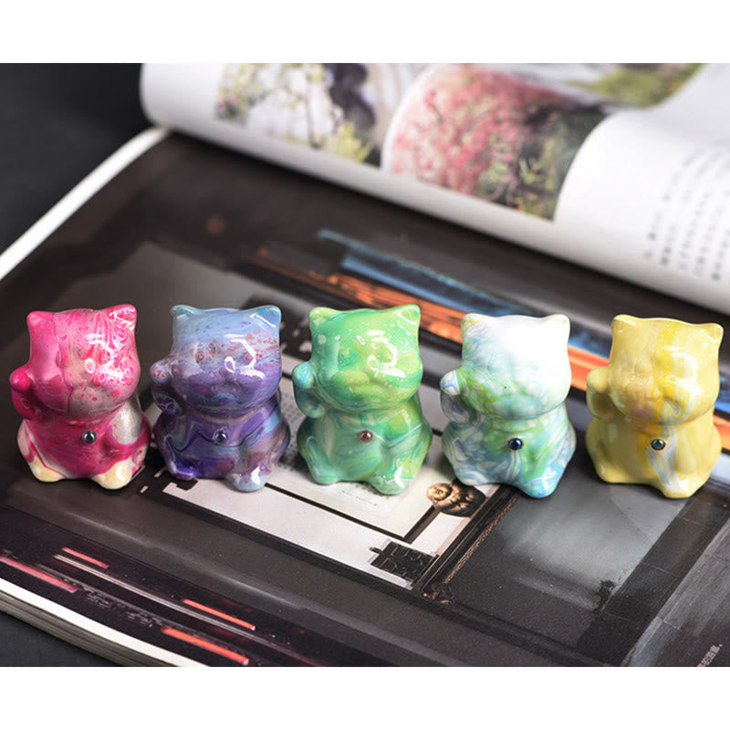 Mini-Katze aus Rosenholz, Zen-Ornament – ​​handgefertigtes Lackhandwerk