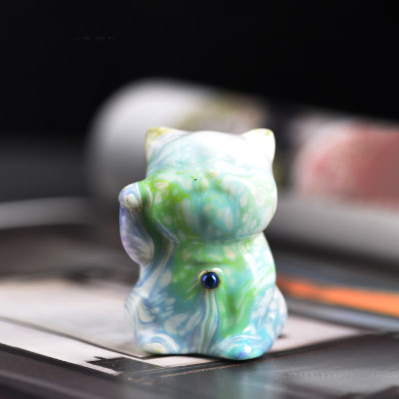 Mini-Katze aus Rosenholz, Zen-Ornament – ​​handgefertigtes Lackhandwerk