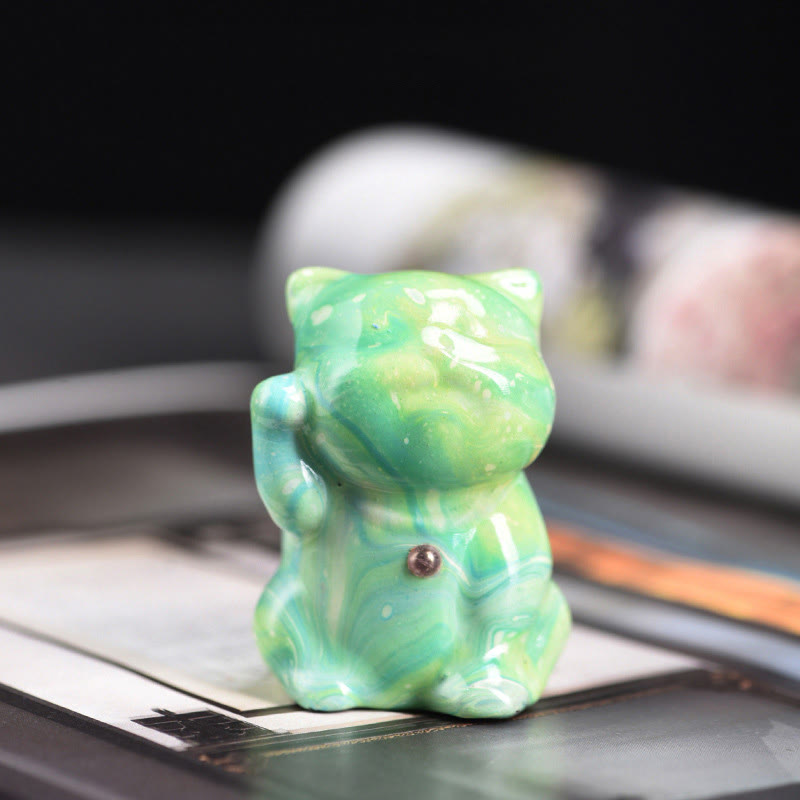 Mini-Katze aus Rosenholz, Zen-Ornament – ​​handgefertigtes Lackhandwerk
