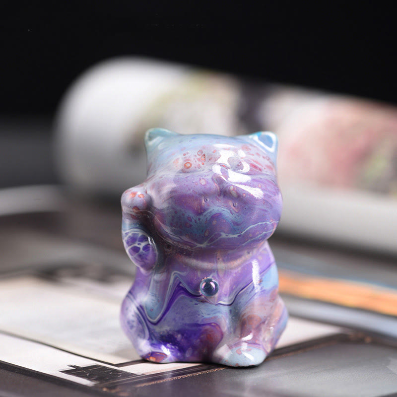 Mini-Katze aus Rosenholz, Zen-Ornament – ​​handgefertigtes Lackhandwerk