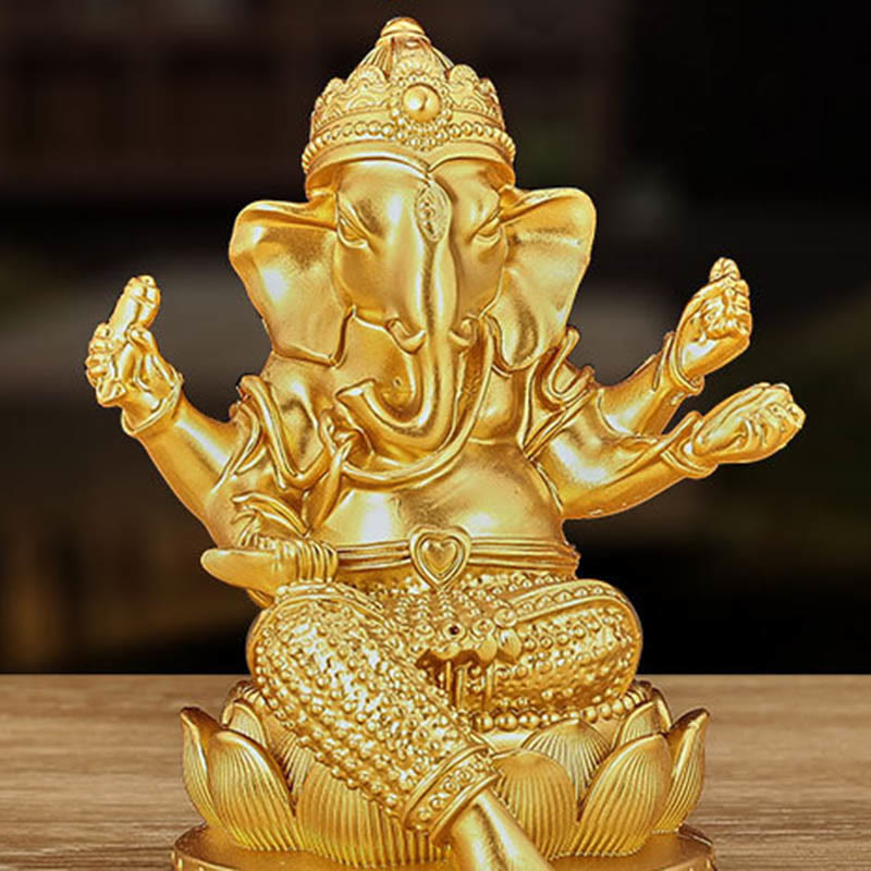 Kleine goldene Mini-Ganesh-Statue 4,5 x 4 x 6 cm für Meditation