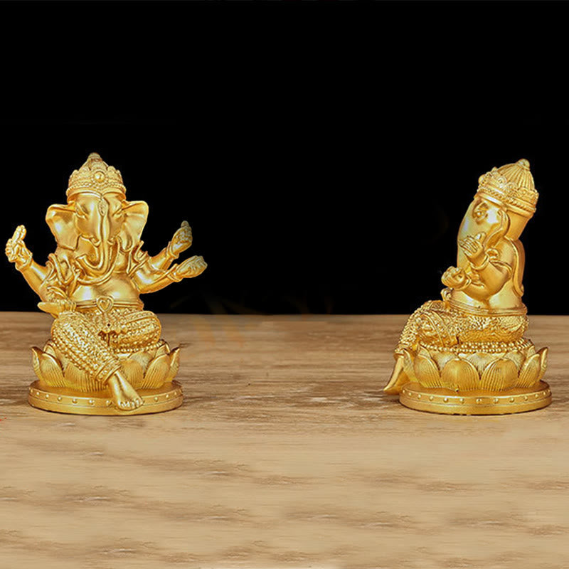 Kleine goldene Mini-Ganesh-Statue 4,5 x 4 x 6 cm für Meditation