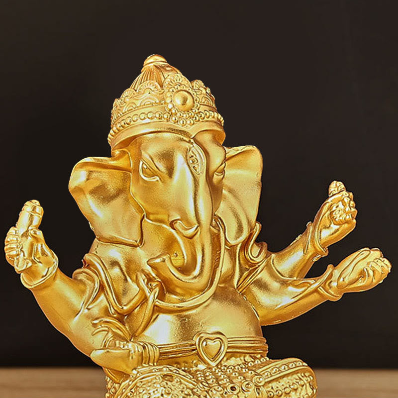 Kleine goldene Mini-Ganesh-Statue 4,5 x 4 x 6 cm für Meditation