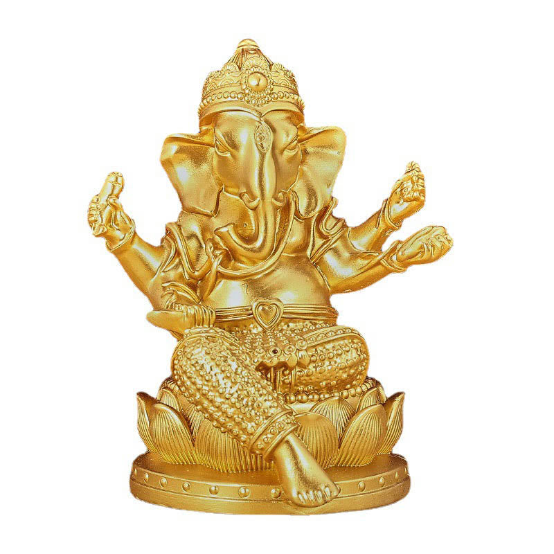 Kleine goldene Mini-Ganesh-Statue 4,5 x 4 x 6 cm für Meditation