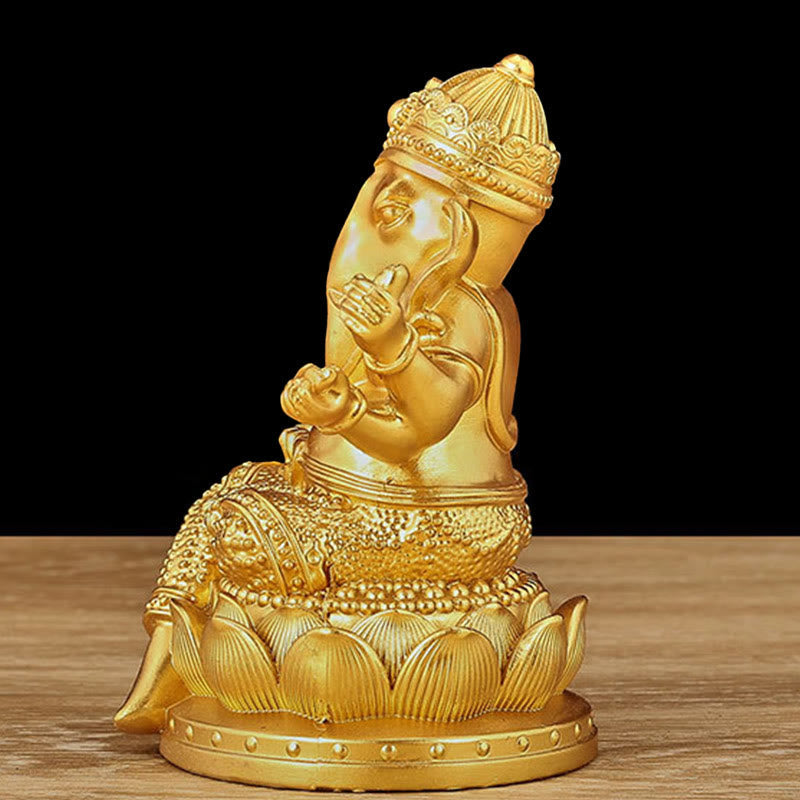 Kleine goldene Mini-Ganesh-Statue 4,5 x 4 x 6 cm für Meditation