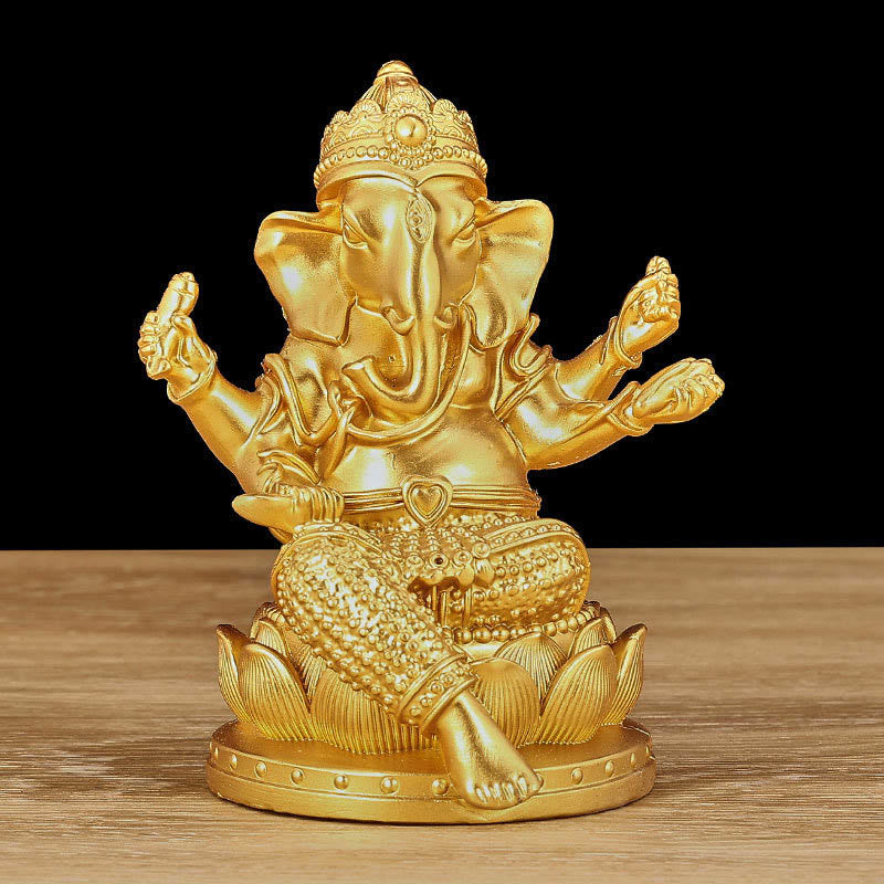 Kleine goldene Mini-Ganesh-Statue 4,5 x 4 x 6 cm für Meditation
