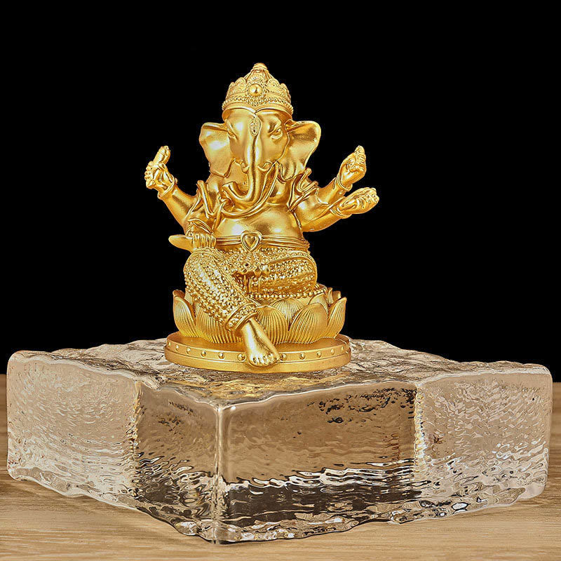 Kleine goldene Mini-Ganesh-Statue 4,5 x 4 x 6 cm für Meditation
