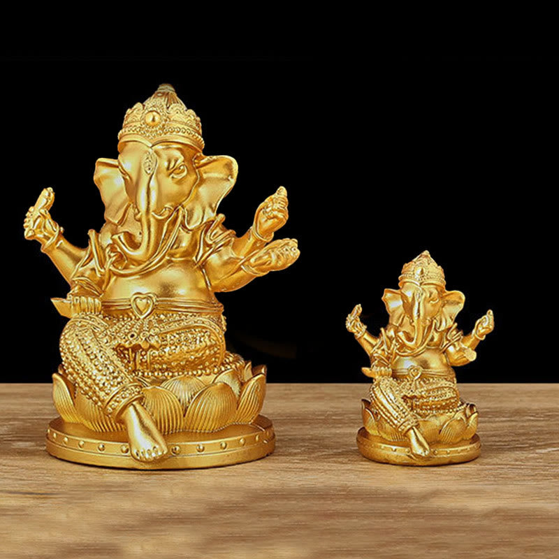 Kleine goldene Mini-Ganesh-Statue 4,5 x 4 x 6 cm für Meditation