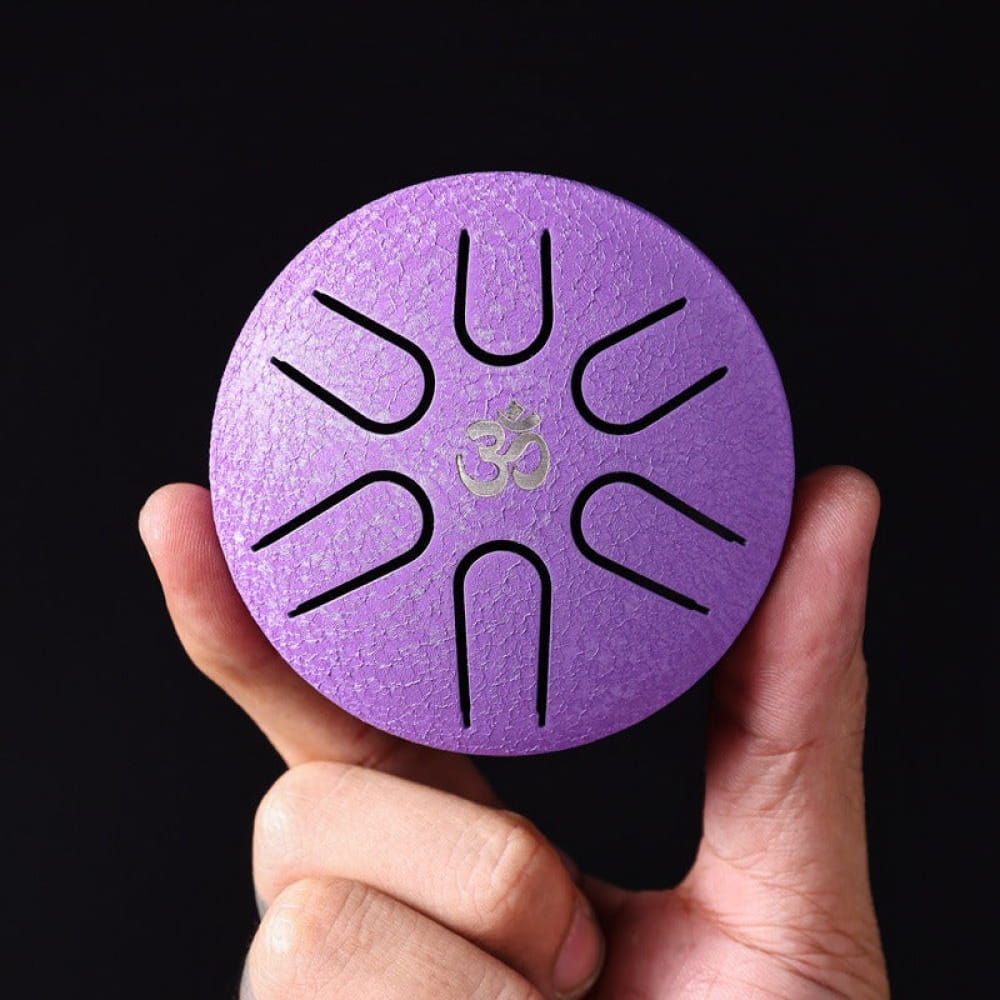 Mini Titanium Steel Tongue Drum 3-Inch 6-Note A5 Pocket Drum - 3 Inches/6 Notes (A5) / Purple