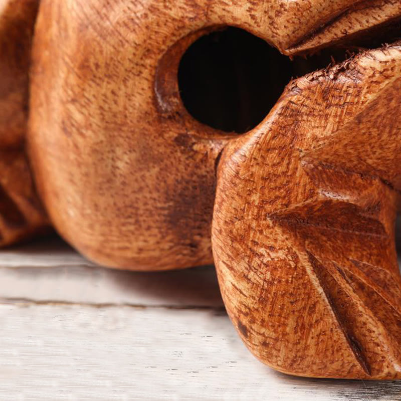 Miniatur-Feng-Shui-Dekoration für Reichtum und Glück, Frosch, 6,5 cm, Holz