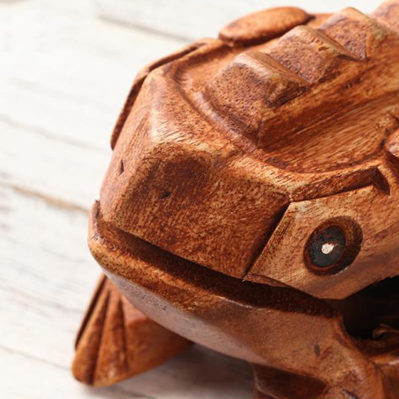Miniatur-Feng-Shui-Dekoration für Reichtum und Glück, Frosch, 6,5 cm, Holz