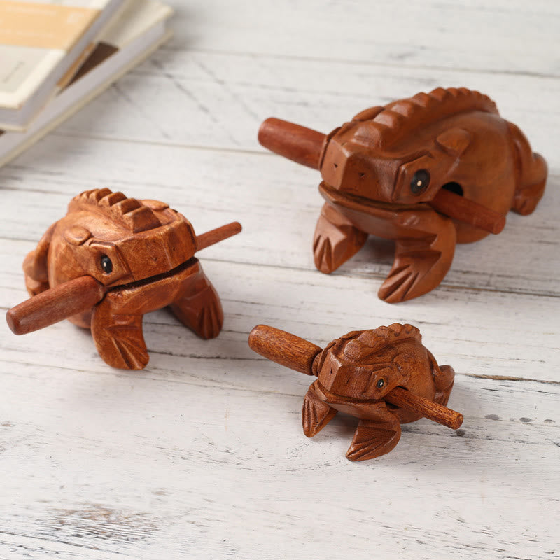 Miniatur-Feng-Shui-Dekoration für Reichtum und Glück, Frosch, 6,5 cm, Holz
