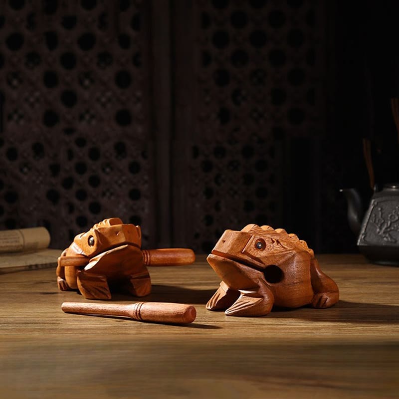 Miniatur-Feng-Shui-Dekoration für Reichtum und Glück, Frosch, 6,5 cm, Holz