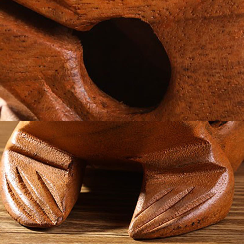 Miniatur-Feng-Shui-Dekoration für Reichtum und Glück, Frosch, 6,5 cm, Holz