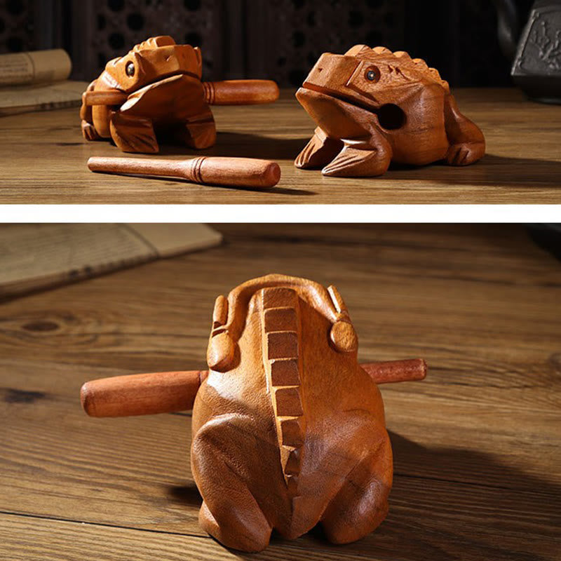 Miniatur-Feng-Shui-Dekoration für Reichtum und Glück, Frosch, 6,5 cm, Holz