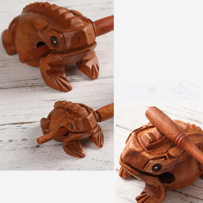 Miniatur-Feng-Shui-Dekoration für Reichtum und Glück, Frosch, 6,5 cm, Holz