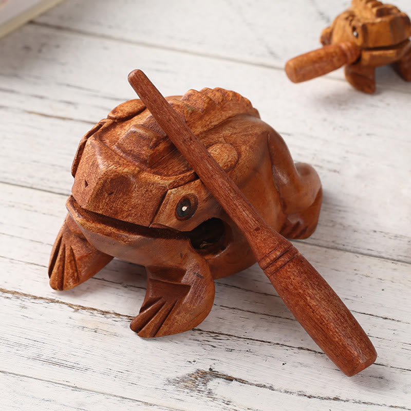 Miniatur-Feng-Shui-Dekoration für Reichtum und Glück, Frosch, 6,5 cm, Holz