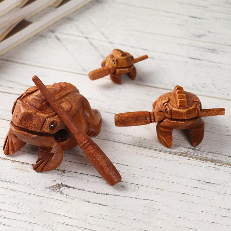 Miniatur-Feng-Shui-Dekoration für Reichtum und Glück, Frosch, 6,5 cm, Holz