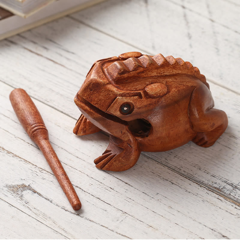 Miniatur-Feng-Shui-Dekoration für Reichtum und Glück, Frosch, 6,5 cm, Holz
