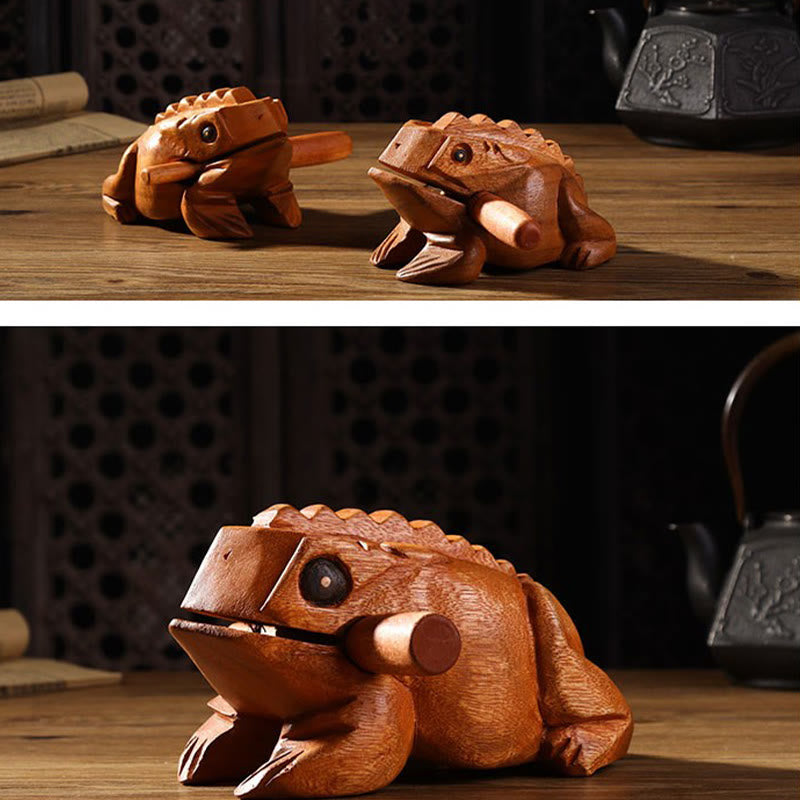 Miniatur-Feng-Shui-Dekoration für Reichtum und Glück, Frosch, 6,5 cm, Holz