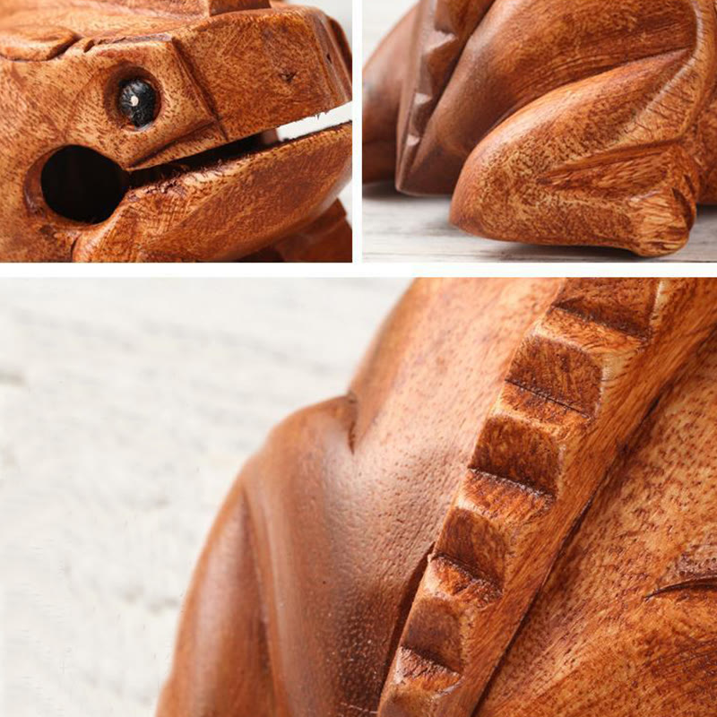 Miniatur-Feng-Shui-Dekoration für Reichtum und Glück, Frosch, 6,5 cm, Holz