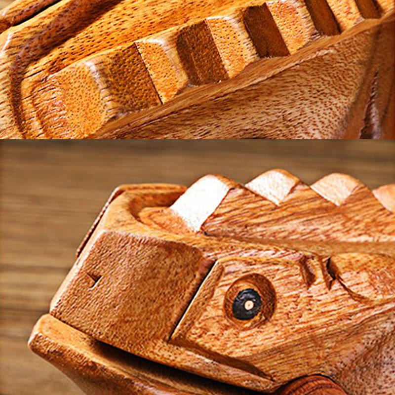 Miniatur-Feng-Shui-Dekoration für Reichtum und Glück, Frosch, 6,5 cm, Holz