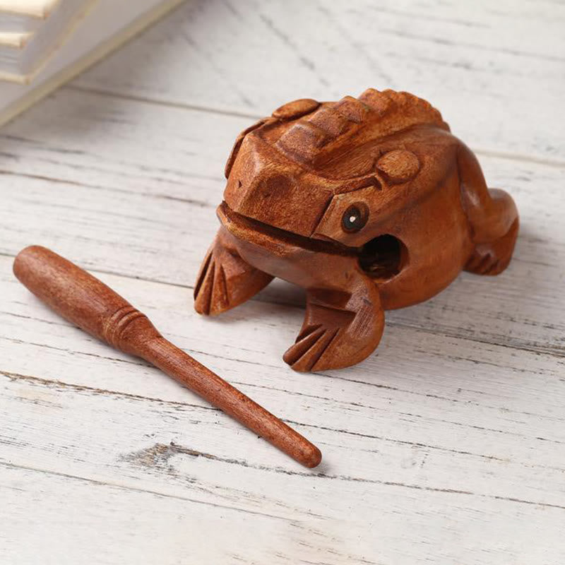 Miniatur-Feng-Shui-Dekoration für Reichtum und Glück, Frosch, 6,5 cm, Holz