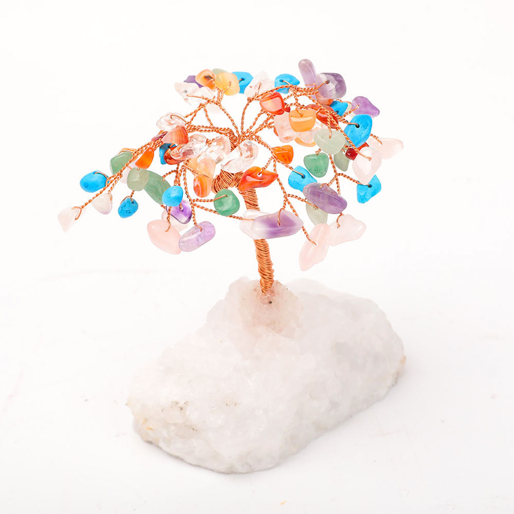 Mixed Colorful Crystal Lucky Tree 3 Inch with Quartz Base