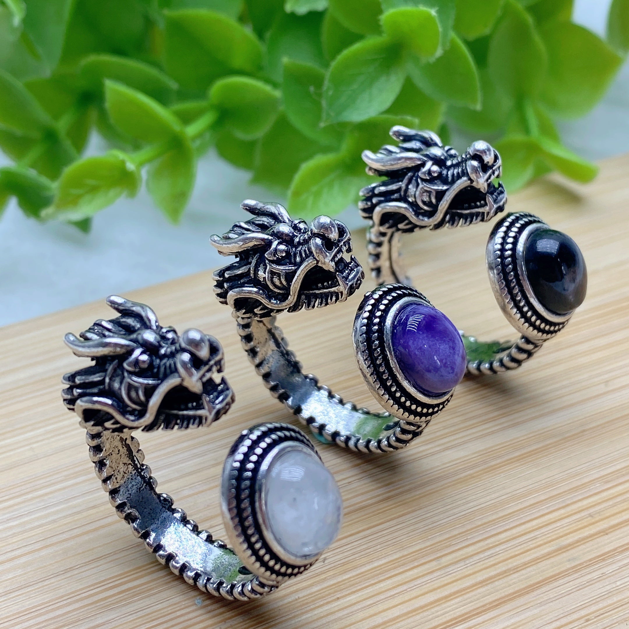 Mixed Crystal Adjustable Dragon Design Ring 18mm