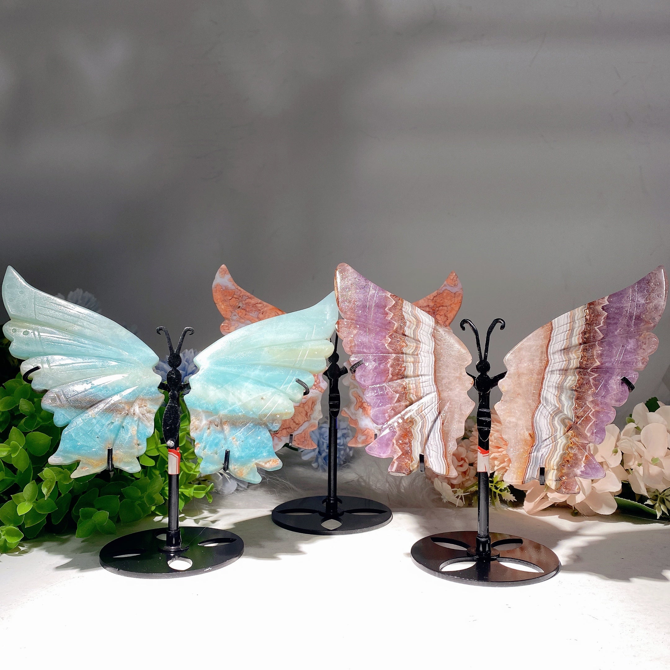 Heilfigur Schmetterlingsflügel aus gemischten Kristallen, 15,2–23,9 cm
