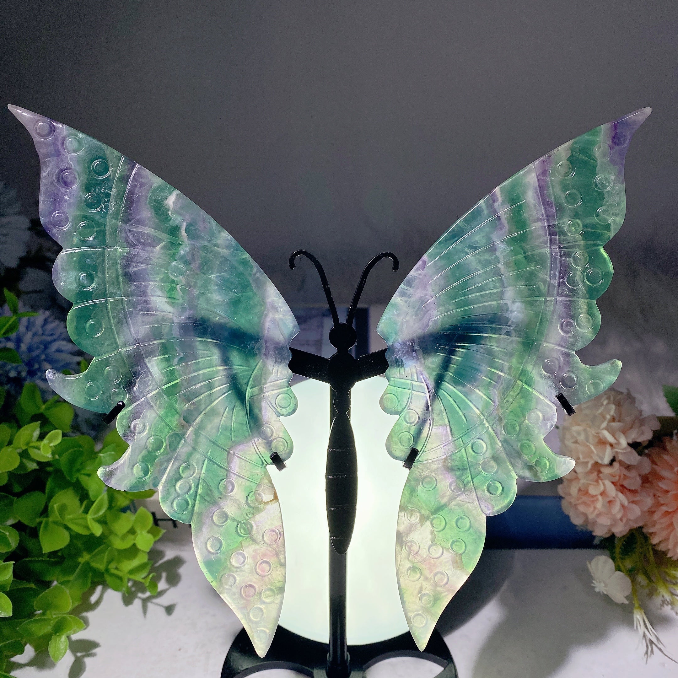 Heilfigur Schmetterlingsflügel aus gemischten Kristallen, 15,2–23,9 cm